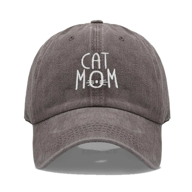 CAT MOM Embroidered Baseball Cap for Women Men Fashion Adjustable Soft Washed Cotton Dad Hat Unisex Classic Golf Caps