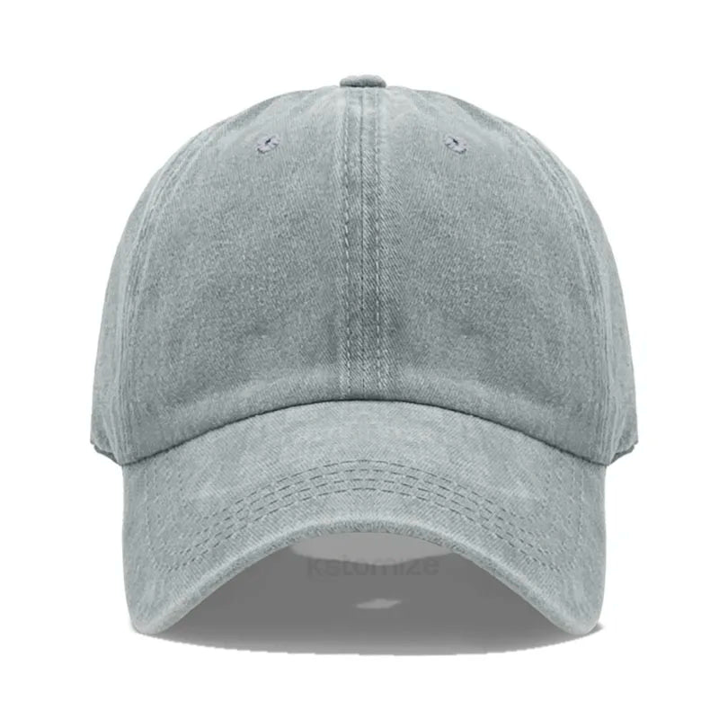Custom Text Logo Embroidery Vintage Washed Cotton Baseball Cap Fashion Women Men Hat Sport Visors Snapback Cap Sun Hat
