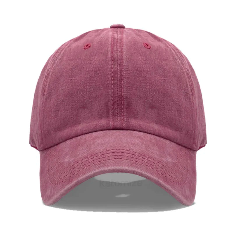 Custom Text Logo Embroidery Vintage Washed Cotton Baseball Cap Fashion Women Men Hat Sport Visors Snapback Cap Sun Hat