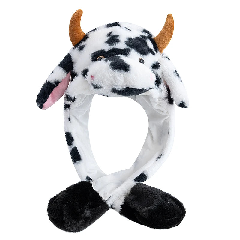 Hot Sale Unisex Funny Ear Hat Cow Animal Style Cute Ear Moving Up Cap Men Women Girls Rabbits Ears Plush Winter Lovely Hat ﻿