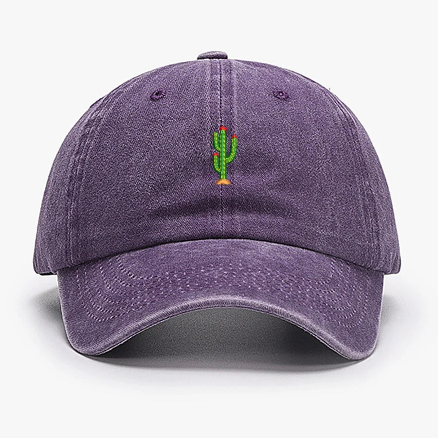 Mini Cactus Embroidery vintage soft Baseball caps Men Women Water Washed Hat Sports Fishing Dad Visor Summer Autumn Peaked cap