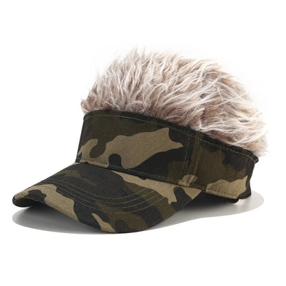 Camouflage Baseball Cap Spiked Hairs Wig Unisex Fake Wigs Hat Hip Hop Street Outdoor Casual Visor Golf Sun Hats