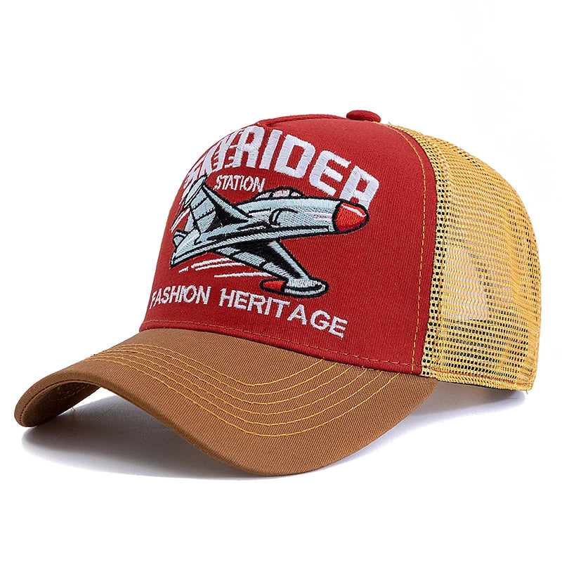 Hot Sale Cap Breathable Mesh Outdoor Baseball Cap Men Women SKY RIDER Embroidered Pattern Snapback Trucker Hat Cap