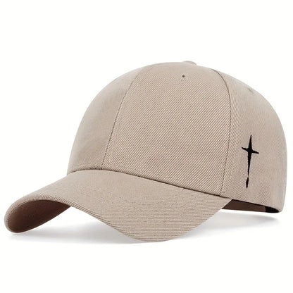 Unisex Simple Cross Embroidery Baseball Caps Spring and Autumn Outdoor Adjustable Casual Hats Sunscreen Hat