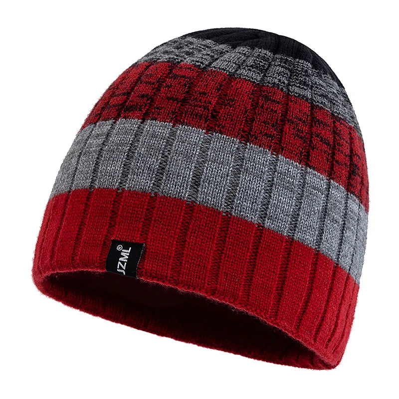 Hot Sale Unisex JZML Letter Label Decor Beanie Hat Casual Colorful Stripes Winter Knitted Hat Daily Life Outdoor Ski Sports Cap
