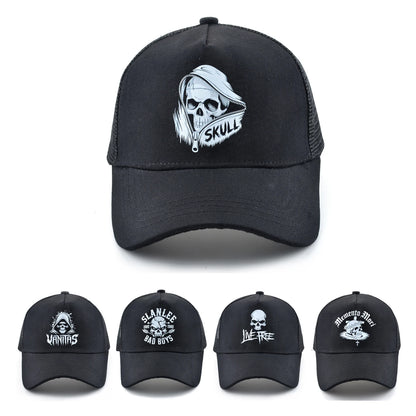 Summer Baseball Cap Outdoor Breathable Mesh Trucker Cap Men Women Printing Skull Snapback Hip Hop Caps Adjustable Visor Cap