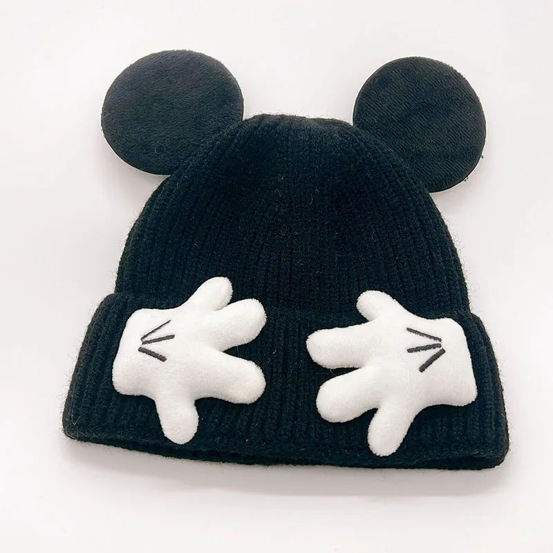 2025 Cute Mouse Ear Knitted Hat For Children Baby Cartoon Winter Thickened Warm Woolen Pullover Cap Gift for Kids