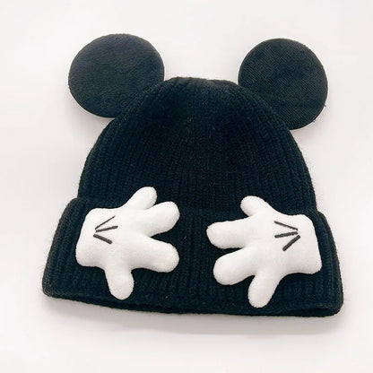 2025 Cute Mouse Ear Knitted Hat For Children Baby Cartoon Winter Thickened Warm Woolen Pullover Cap Gift for Kids