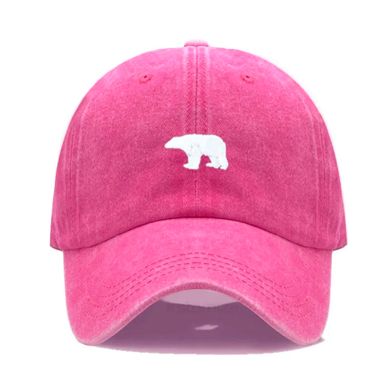 little Bear Embroidery Baseball Cap for Women Men Fashion Adjustable Soft Washed Cotton Dad Hat Unisex Classic Golf Caps