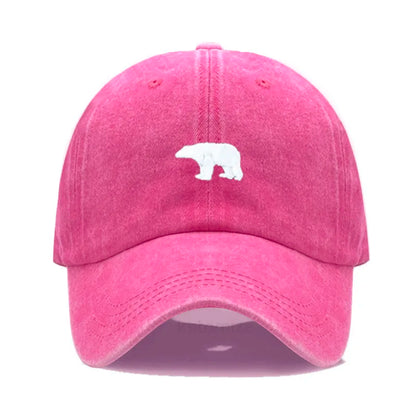 little Bear Embroidery Baseball Cap for Women Men Fashion Adjustable Soft Washed Cotton Dad Hat Unisex Classic Golf Caps