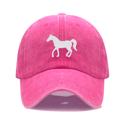 Horse Embroidered Baseball Cap for Women Men Fashion Adjustable Washed Cotton Dad Hat Unisex Classic Golf Caps