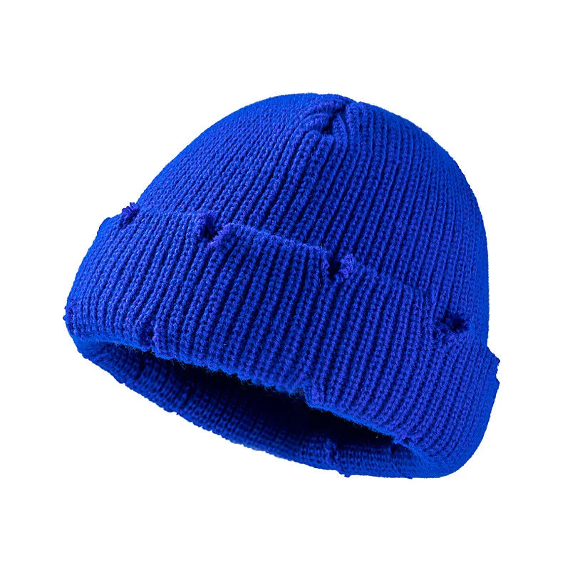 Fall Winter Knitted Hats Beanies Skullies for Men Women Bright Solid Color  Sport Hip-hop Hats Personality Beanies With Cut Hole
