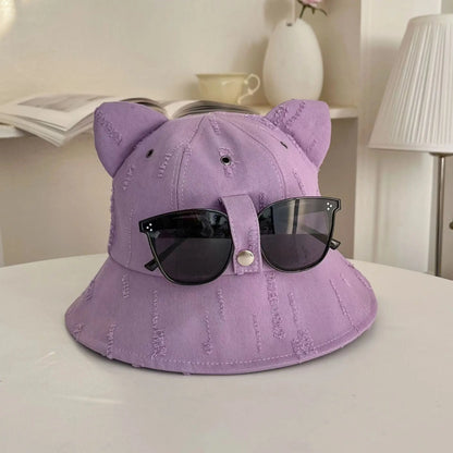 Cute Cartoon Bucket Hat With Glasses Women Spring And Summer Fashion Bob Chapeau Outdoor Sunscreen Sun Fishing Cap Panama