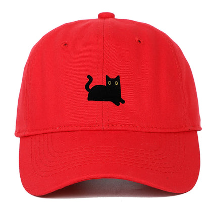 New Cute Cat Embroidery Soft Top Baseball Cap Men and Women Summer Visor Outdoor Hip Hop Dad Hat Black