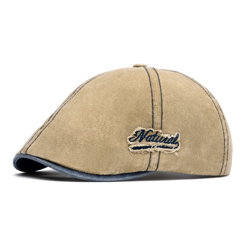 Unisex Cotton Newsboy Beret Cap – Vintage British Style Adjustable Casual Linen Flat Cap