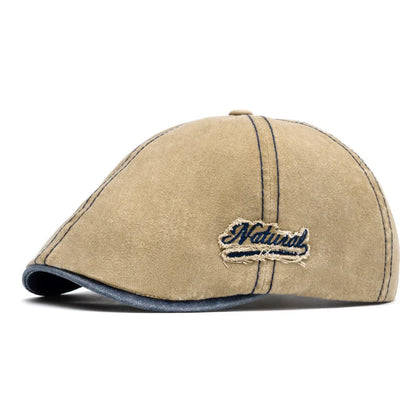 Unisex Cotton Newsboy Beret Cap – Vintage British Style Adjustable Casual Linen Flat Cap