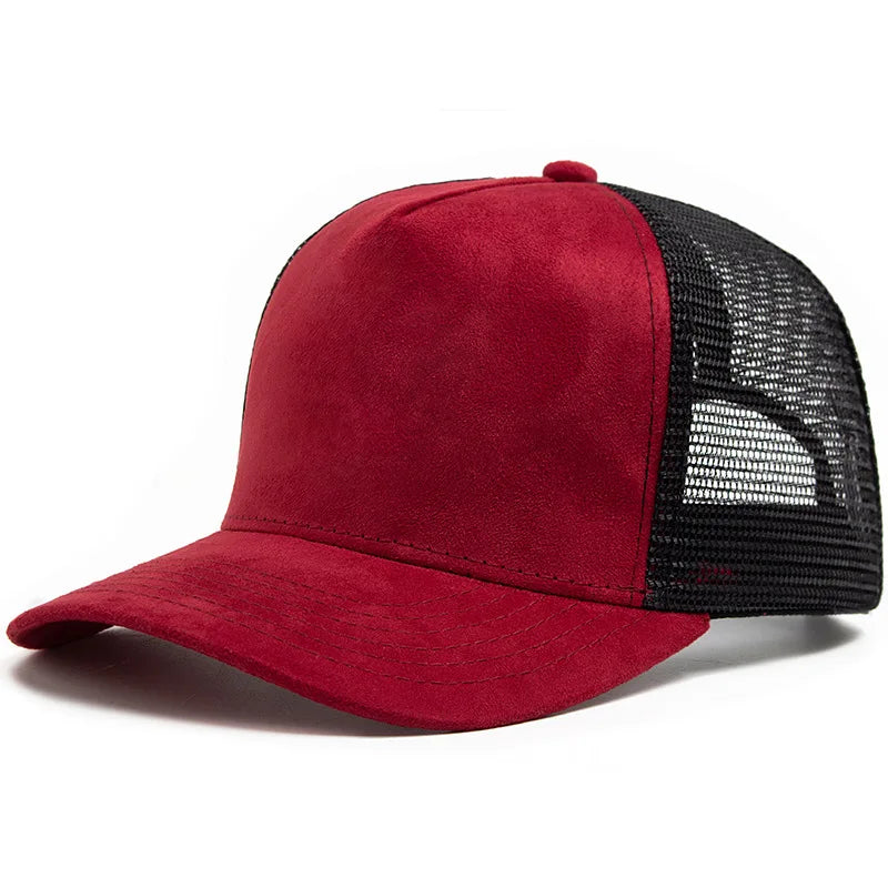 Spring Summer Suede 5 Panel Mesh Baseball Cap Big Head Unisex Trucker Hat Men And Women Sport Snapback Caps Leisure Gorros
