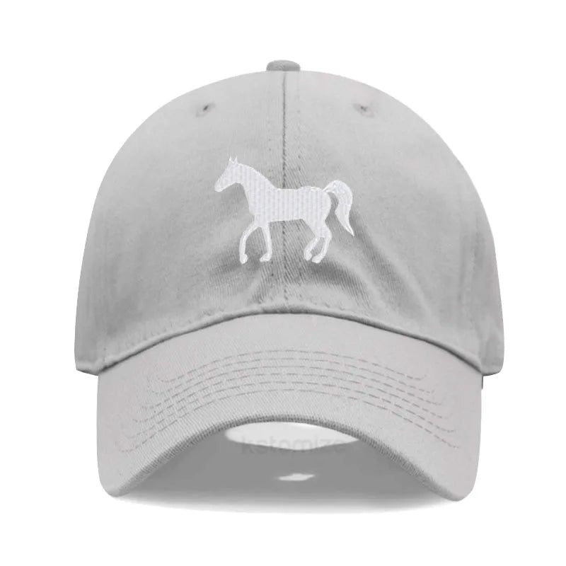 Horse Embroidered Baseball Cap for Women Men Fashion Adjustable Washed Cotton Dad Hat Unisex Classic Golf Caps