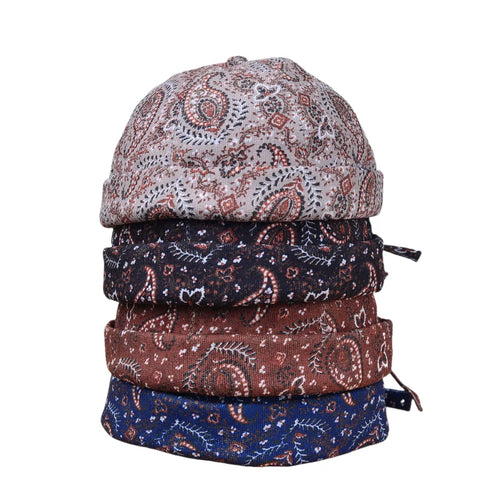 Unisex Brimless Cotton Docker Cap – Vintage Bohemian Adjustable Hip Hop Beanie Hat