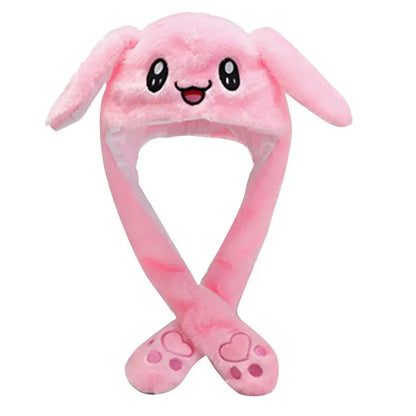 Cute Plush Rabbit Ear Hat for Kids & Women – Warm Embroidered Gift Cap