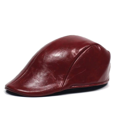 Fall Winter Men Beret Pu Plaid Peaked Forward Cap for The Middle Elderly Men Dad Grandpa Thick Ear Protection Military Hat Beret