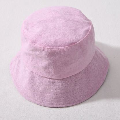 Simple Terry Cloth Towel Bucket Hat Spring Autumn Outdoor Panama Sun Fisherman Hat Unisex Candy Pure Color Fashion Cap