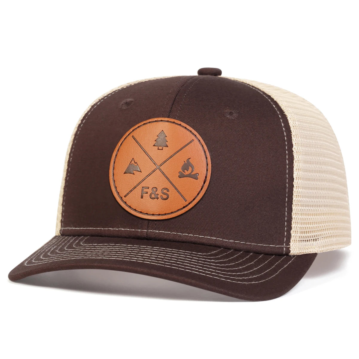 Unisex F&S Round Leather Label Baseball Net Caps Spring and Summer Outdoor Adjustable Casual Hats Sunscreen Hat