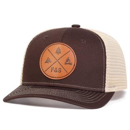 Unisex F&S Round Leather Label Baseball Net Caps Spring and Summer Outdoor Adjustable Casual Hats Sunscreen Hat
