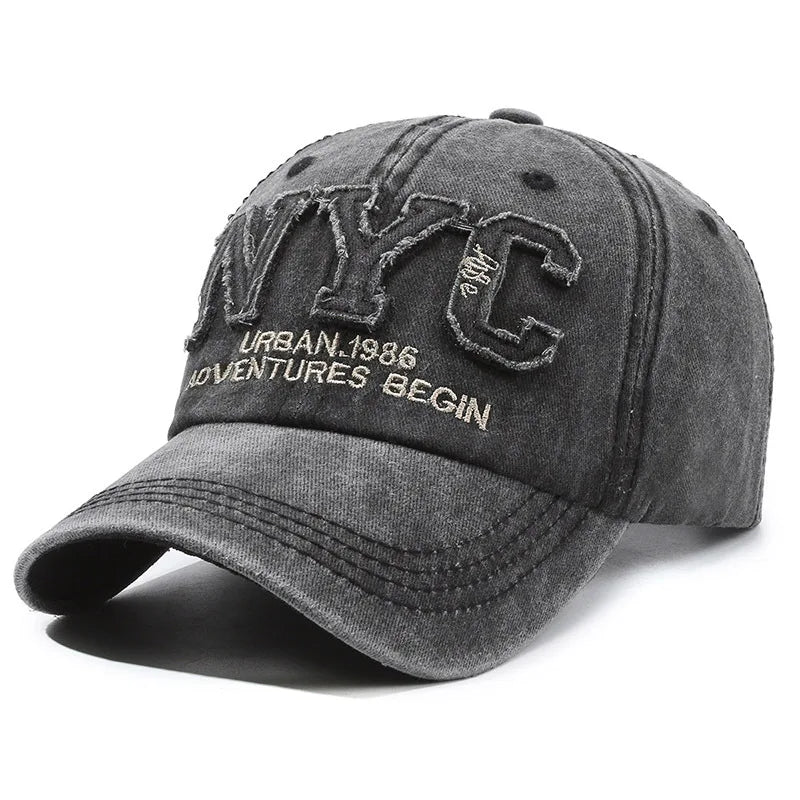 Adjustable Women's Black Baseball Cap - Breathable, Stylish, Sun Protection, "NYC" Embroidery, Hand Washable