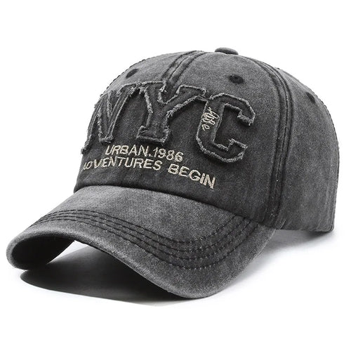 Adjustable Women's Black Baseball Cap - Breathable, Stylish, Sun Protection, "NYC" Embroidery, Hand Washable