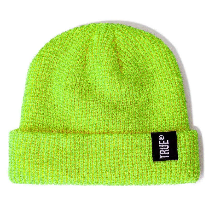 Hot Sale Daily SHORT Beanie Hat Unisex Sailor Style Winter Hat Men Women Ribbed Knitted Melon Cap True Letter Baggy Hat