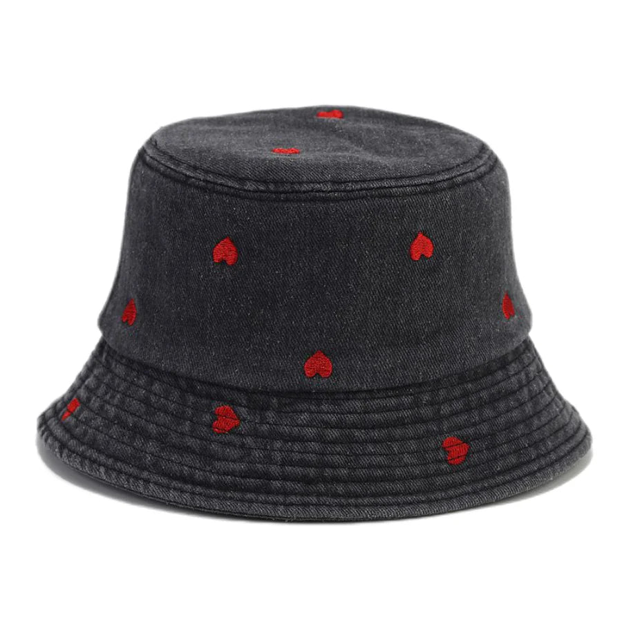 Spring Summer Strawberry Embroidery Denim  Bucket Hat Legent Fisherman Hats for Women Foldable Sport Sun Beach  Caps