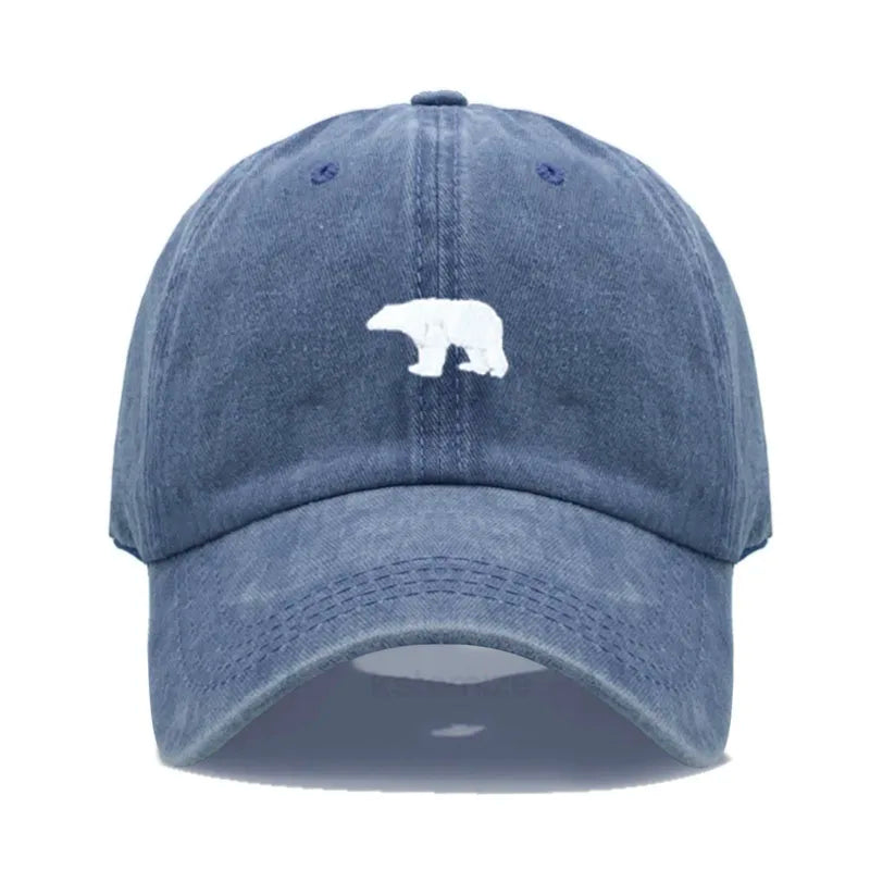 little Bear Embroidery Baseball Cap for Women Men Fashion Adjustable Soft Washed Cotton Dad Hat Unisex Classic Golf Caps