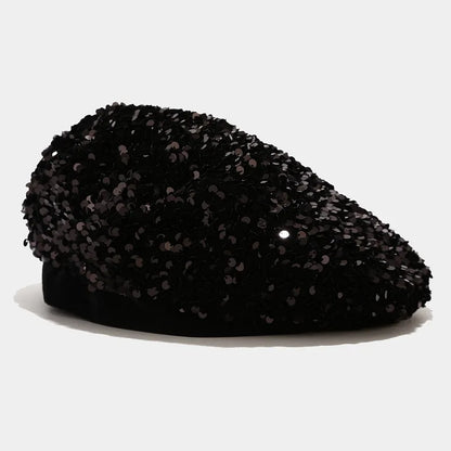 Ladies Girls Sequin Beret Women Elegant Octagonal Cap Personality Painter Pumpkin Hat for Festival Party Club Halloween