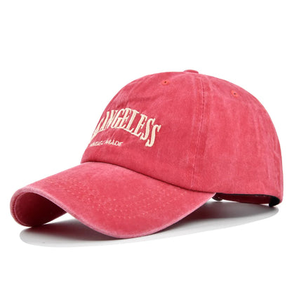 Los Angeles Baseball Cap Men Women Letter Embroidered Hip Hop Hats Vintage Wash Cotton Soft Top Sun Visor Hats Unisex Casual Cap