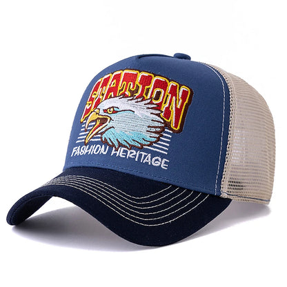 Hot Sale Unisex Fashion Eagle Head Mesh Trucker Hat Breathable Summer Baseball Cap Man Women Streetwear Snapback Hat