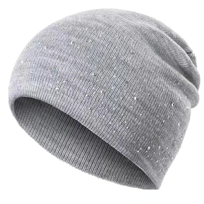 Hot Sale Women Casual Winter Fall Hat Stylish & Shiny Rhinestone Decor Women's Beanie Outdoor Streetwear Knitted Hat