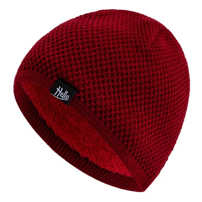 New Style Unisex Winter Hats Plush Fur Lined Beanies Hats For Men Woman Hello Letter Warm Cap Casual Winter Ski Knitted Hats