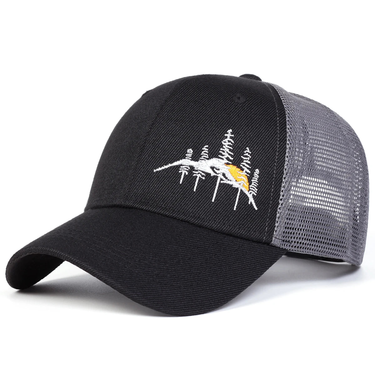 Unisex Mountain Tree Embroidery Baseball Net Caps Spring and Summer Outdoor Adjustable Casual Hats Hip Hop Hat Sunscreen Hat