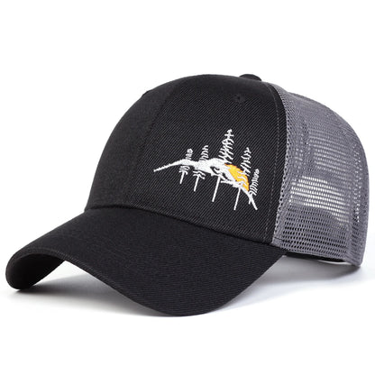 Unisex Mountain Tree Embroidery Baseball Net Caps Spring and Summer Outdoor Adjustable Casual Hats Hip Hop Hat Sunscreen Hat