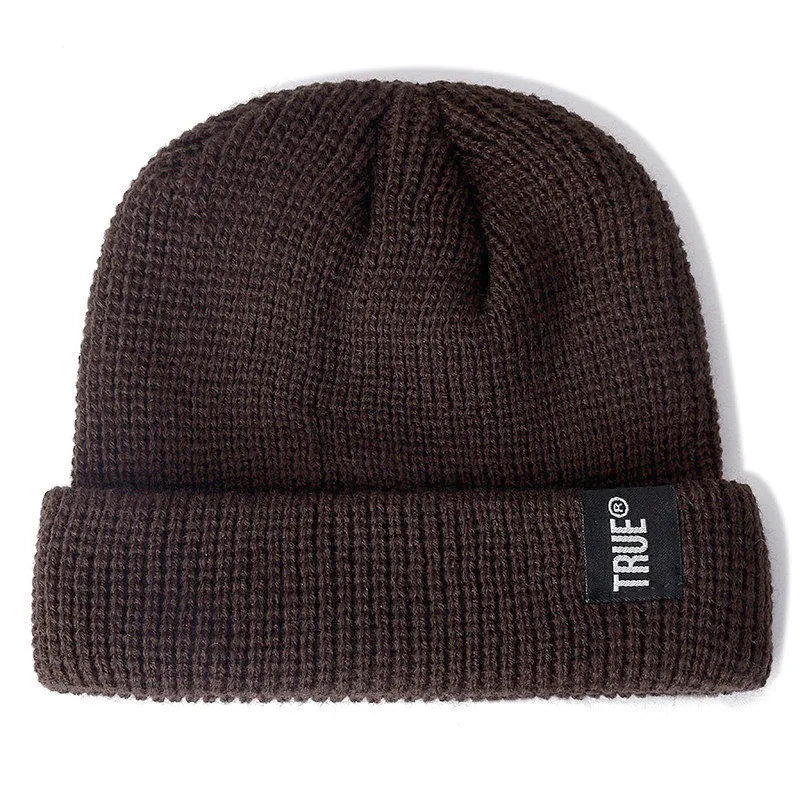Hot Sale Daily Short Beanie Hat Unisex Sailor Style Winter Hat Men Women Ribbed Knitted Melon Cap True Letter Baggy Skull Hat