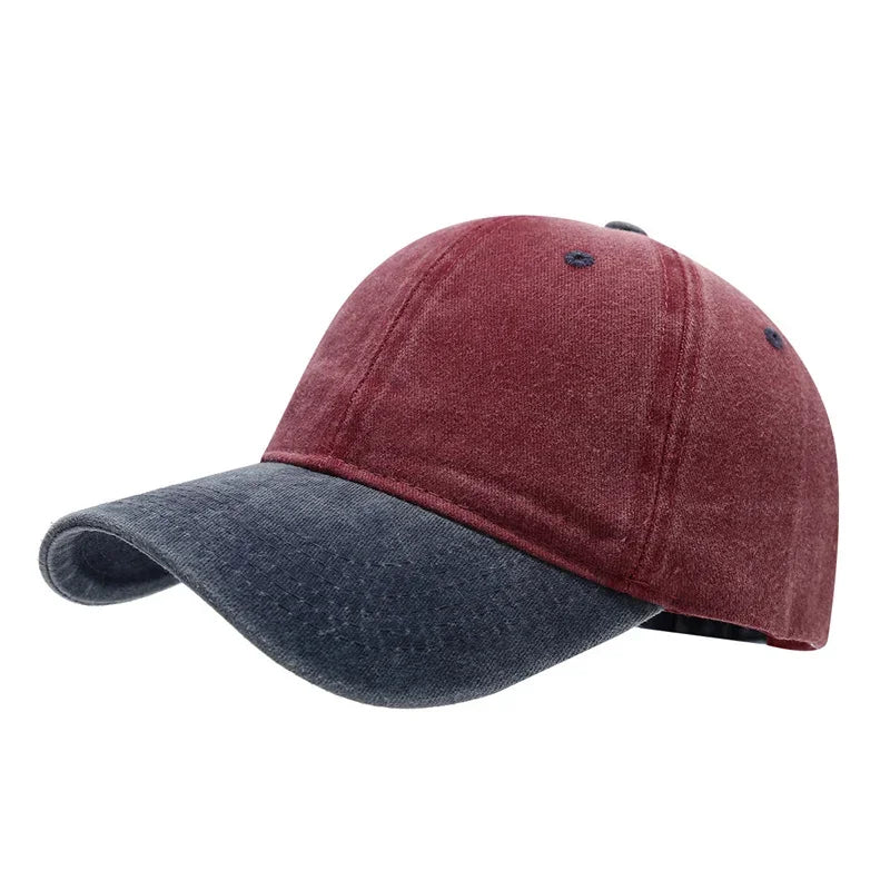 Unisex Vintage Washed Baseball Cap – Color-Matched Adjustable Casual Streetwear Soft Sun Hat for Summer Outdoor Sports