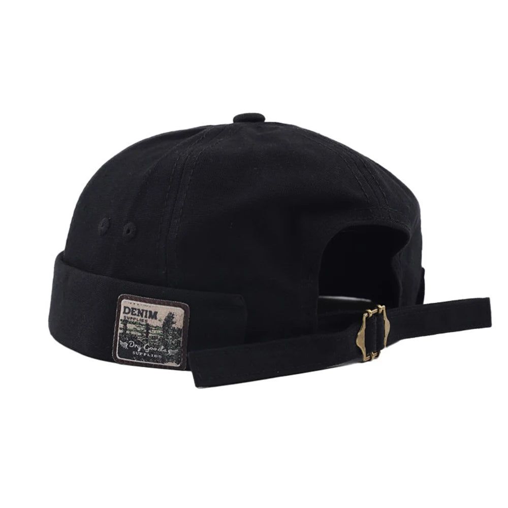 Unisex Brimless Melon Cap – Retro Letter Solid Color Docker Beanie Street Hip Hop Hat