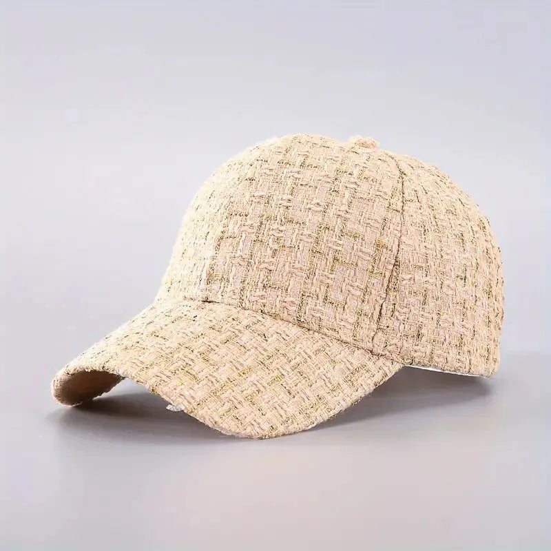 Houndstooth Baseball Cap for Women, Lightweight Fitted Sports Hat with Buckle Closure Retro British Style Plaid Trucker Cap