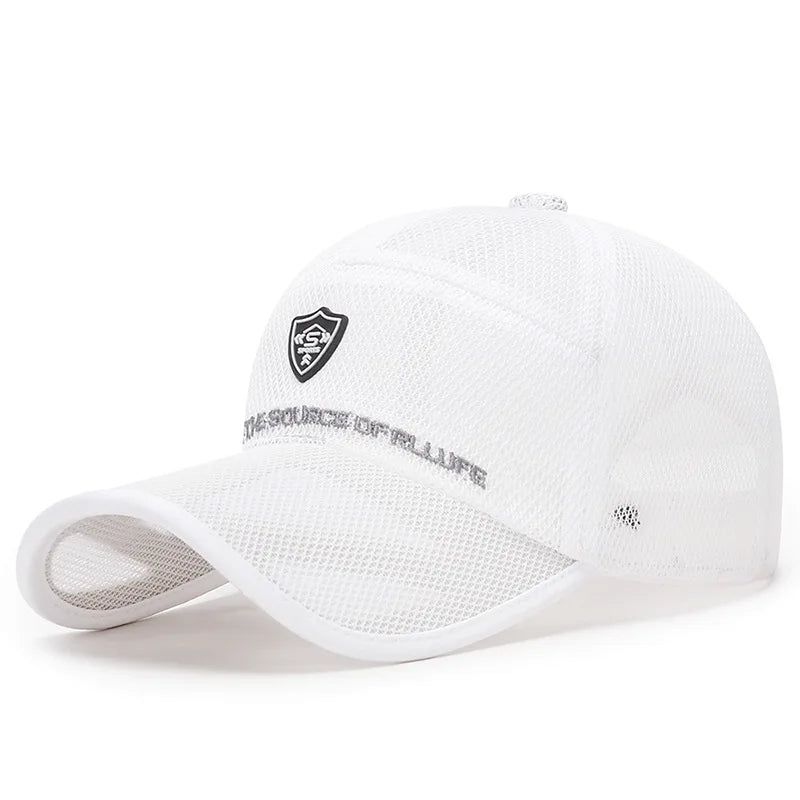 New Summer Women Men Fishing Mesh Sun Hat Caps Female Male Black White Mesh Outdoor Sport Baseball Hats Cap For Women Men