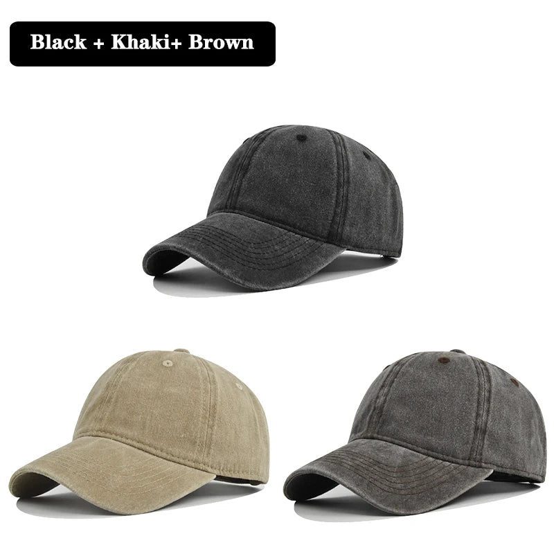 Unisex Vintage Washed Cotton Baseball Cap – Adjustable Breathable Solid Color Dad Hat