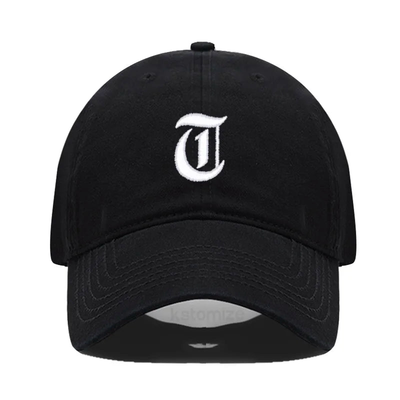 Old English Letter A-Z Embroider Baseball Cap For Men Womne High Quality Soft Cotton Fashion Team Sport Visors Snapback Caps