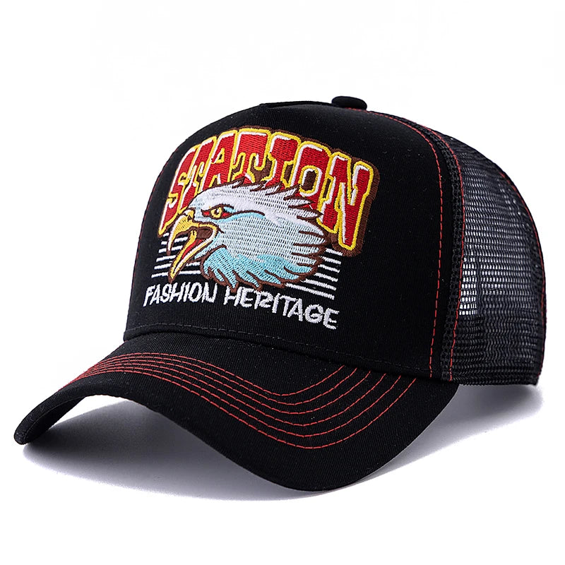 Hot Sale Unisex Fashion Eagle Head Mesh Trucker Hat Breathable Summer Baseball Cap Man Women Streetwear Snapback Hat