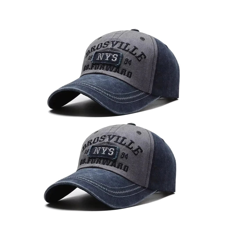 Men’s Washed Embroidered Baseball Cap Curved Brim Casual Adjustable Sun Hat