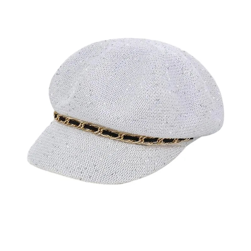 Hollow Breathable Leather Buckle Octagonal Hat  Classic Woven Straw Hat Casual Versatile Literary Sunshade Painter Hat